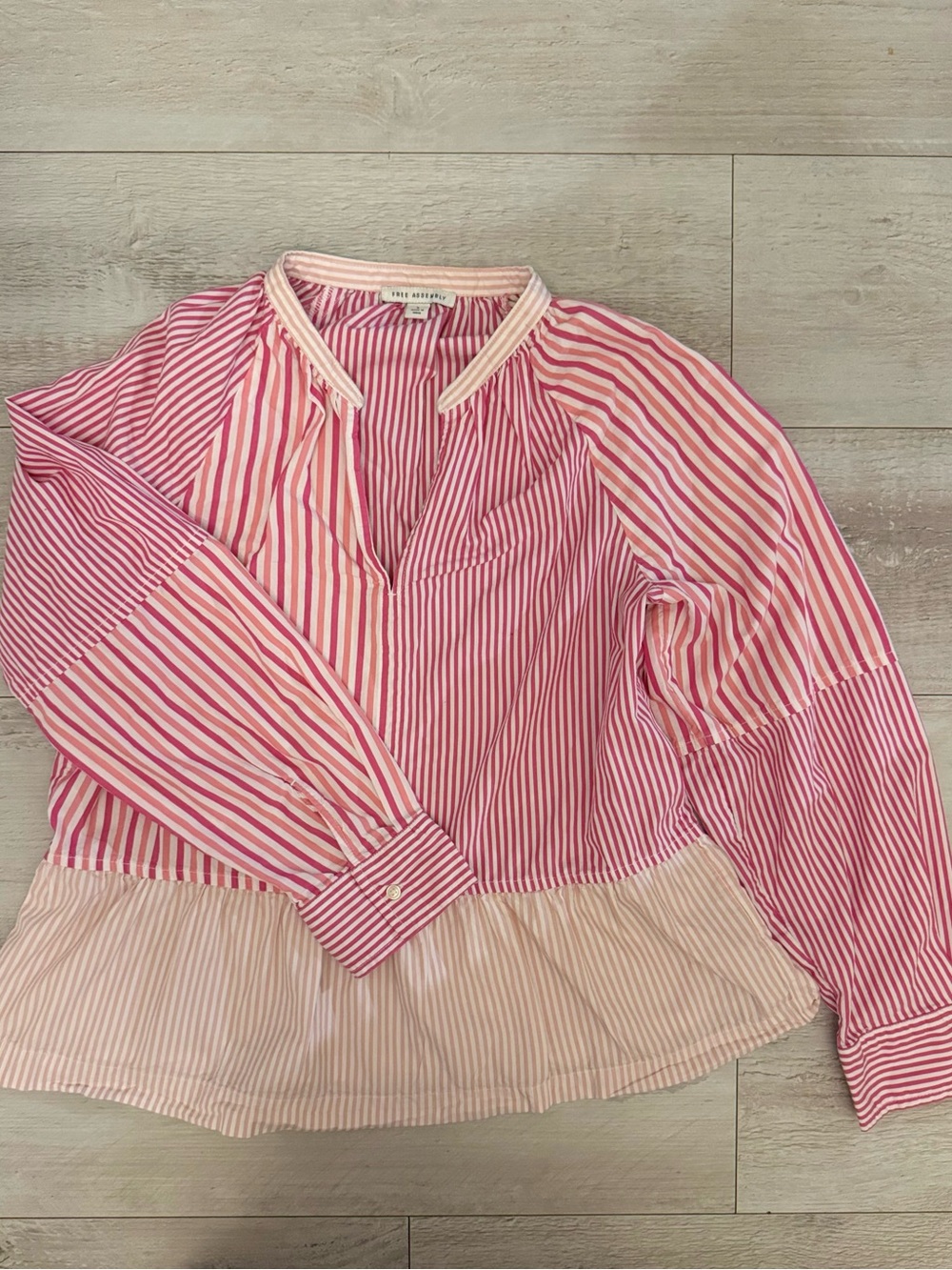 Pink Stripe Peplum Girls' Top